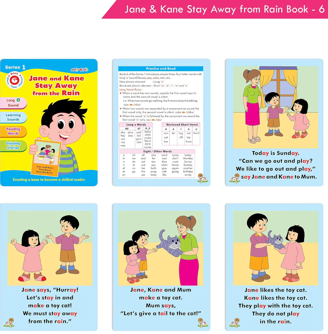 KTC00249 - Jolly Kids Story Time Phonics Book - Jane And Kane Stay Away From The Rain (Long 'a' Sound)