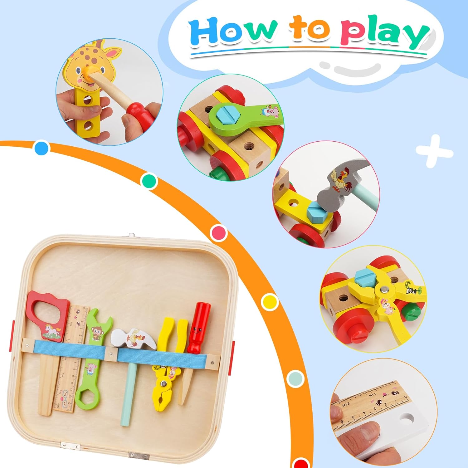 KTC01265 - Wooden Animal Assemble Toolbox - 4