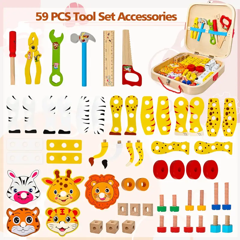 KTC01265 - Wooden Animal Assemble Toolbox - 6